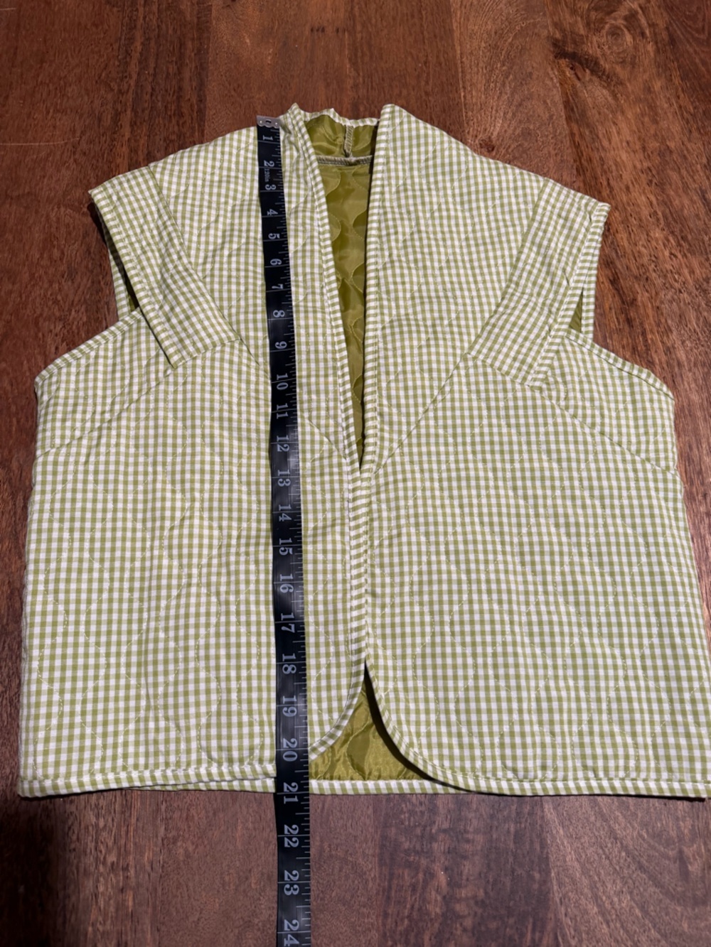 NWOT Italian Boutique Quilted Gingham Vest - Green - Siena Italy - Picture 4 of 7